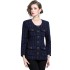 Real shot spot coarse woolen small fragrant round neck open collar high-end single breasted retro jacket dress