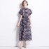 Real shot spot 2024 summer women's collar cotton dress with lining and belt