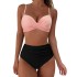 2024 New European and American Split High Waist Sexy Swimsuit for Women, Small Chest Gathering, Foreign Trade Wholesale, Bikini for Women