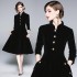 New Velvet Retro Stand up Collar Large Swing Skirt Fashionable and Elegant Slimming Dress