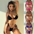 2024 new swimsuit women's sexy solid color bikini European and American grid solid color triangle system with bikini