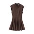 Foreign trade 2024 autumn new women's European and American style round neck sleeveless short pleated skirt fashion dress 8841460