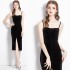 Real time spot gold velvet camisole dress with slit and slim fit, paired with a mid length skirt