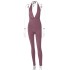 European and American 2024 summer new V-neck drawstring hanging neck sexy pleated backless sports slim fit jumpsuit wholesale for women