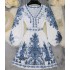 Amazon 2024 European and American Women's Autumn New Cross border Fashion V-neck Long sleeved Bohemian Printed Dress