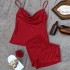 New Solid Color Ice Silk Pajamas Women's Thin Home Strap Shorts Set Sexy Lightweight Two Piece Home Clothes