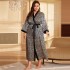 Spring and summer sexy imitation silk plus size sleeping robe, simple and loose cardigan with tie up bathrobe, thin home clothes, pajamas