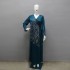 XQY500177 Cross border Middle East Fashion Diamond Inlaid Abaya Satin Evening Dress Dubai Arab Open Robe