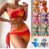 2024 European and American cross-border tie dye bikini swimsuit women's three piece set mesh skirt split bikini Amazon swimsuit