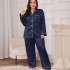 European and American cross-border plus size sleepwear women's long imitation silk sexy nightgown fashionable casual loose lace up sleepwear set