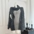 JMSHOP Fury Holiday Alpaca Wool Thick Sweater Coat Autumn/Winter Scarf Two Piece Set Strap Skirt Set