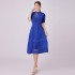 Spot Photo - French Fashion Retro Dress with Lace and Lace Splicing, V-neck Design, Short sleeved Dress