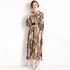 Real shot spot 2024 summer new women's printed dress POLO collar long shirt skirt