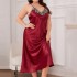 Cross border sexy plus size morning gown, suspender nightgown set, ice silk sleepwear, home wear, nightgown, spring and summer sleepwear