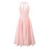 2024 autumn new French retro sexy deep V-neck pink checkered strap hanging neck long dress