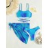 2024 European and American cross-border tie dye bikini swimsuit women's three piece set mesh skirt split bikini Amazon swimsuit