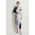 In stock - Miyake Fold Summer New Product Printed Waist Waist Dress Handmade Fold Temperament Skin Covering Long Dress