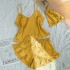 Fashionable ice and snow silk sleepwear, women's summer sexy camisole, small vest, shorts, three piece set, thin women's home clothes, nightgown