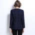 Real shot spot coarse woolen small fragrant round neck open collar high-end single breasted retro jacket dress