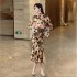 2024 temperament high waisted fish tail long skirt French hip hugging sexy trumpet sleeves high neck slim fit luxury socialite dress