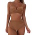 2024 New European and American Split High Waist Sexy Swimsuit for Women, Small Chest Gathering, Foreign Trade Wholesale, Bikini for Women