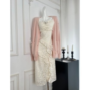 Reese Withers Love Diary Autumn/Winter Pure Desire Style Niche Design Lace Dress Long Dress