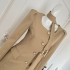 Oshea Qianjin style khaki jacket dress for women 2024 new autumn style bubble sleeves square neck short A-line skirt