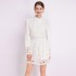 Spot shooting - French retro court style two-piece fashionable stand collar lace patchwork skirt set