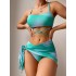 2024 European and American cross-border tie dye bikini swimsuit women's three piece set mesh skirt split bikini Amazon swimsuit