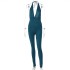 European and American 2024 summer new V-neck drawstring hanging neck sexy pleated backless sports slim fit jumpsuit wholesale for women