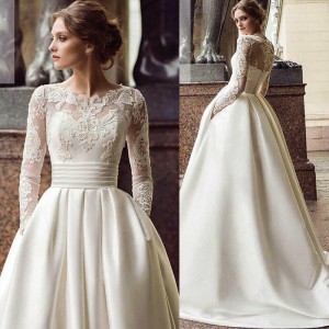 Main Wedding Dress 2024 New Winter Bridal High Collar Long Sleeve Lace Slimming Fantasy Luxury A-line Edition Wedding Dress