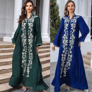 Middle East Foreign Trade Abaya Arab Robe Women's Embroidered Muslim Dubai Robe Cross border Wholesale Evening Dress