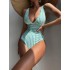 2024 new one-piece big V-neck swimsuit women's striped backless swimsuit women's sexy European and American manufacturer wholesale swimsuit