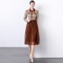 Autumn New Small Fragrant Style Splicing Large Swing Long Sleeve Dress with Elegant and High End Charm