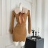 Lazy Didi Cheese Mousse Two tone Thick Sweater Set