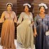 Cross border European, American, and African evening dresses with chameleon, gold powder, pressed pleats, hot pressed diamonds, and cannon beads, deep V-neck dress