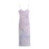 New European and American style pleated printed silk mesh slim fit suspender dress for summer 2024 foreign trade 3081004