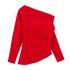 New Design for Spring 2024 in Foreign Trade: Oblique Shoulder, Asymmetric Wrinkle, Slim Fit Shirt Top for Women 1131832