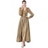 Real time spot European and American style dress with a high-end feel, deep V-neck, waist cinching, slimming and long style, floor length skirt