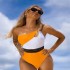 2024 Cross border European and American swimwear women's Amazon AliExpress contrasting bikini one-piece splicing swimsuit