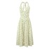 2024 summer new French style Hepburn style V-neck hanging neck floral sleeveless dress with cinched waist and slimming effect, large swing long skirt