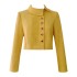 Yige Lira 2024 Autumn/Winter New Product Yellow Long Sleeve Temperament Short Top Coat Paired with Sexy Half Skirt for Women