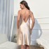 Sexy slit camisole dress cross-border Amazon simulation silk nightgown women's summer home backless camisole pajamas