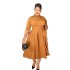 Independent Amazon African Women's Dress Elegant Slant Insertion Wide Belt Pocket Design Stand up Collar Front and Rear Cannon Beads