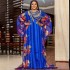 2023 Cross border African Ethnic Clothing Dress Big Swing Skirt Chiffon Hot Diamond Robe Digital Printing with Interior Group