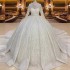 New Wedding Dress Heavy Industry Embroidered Bead Lace Elegant Long Sleeve Pong Princess Skirt Tail Wedding Dress 6200