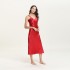 Cross border direct supply of imitation silk nightgowns for women, summer camisole skirts, V-neck sexy long sleepwear, supplied by home manufacturers