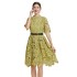 Spot shooting - casual niche design splicing lace waist cinching slimming solid color dress with belt