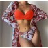 2022 new three-point three piece set of outerwear, long sleeved European and American cross-border split bikini swimsuit, women's bikini