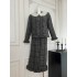 The Douerr Muse Love Letter Hook Flower Neck Deep Grey Grid Pattern Set